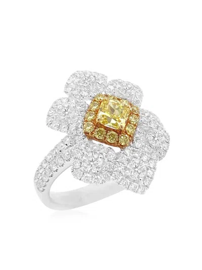 Hyt Jewelry Platinum Yellow And White Diamond Ring