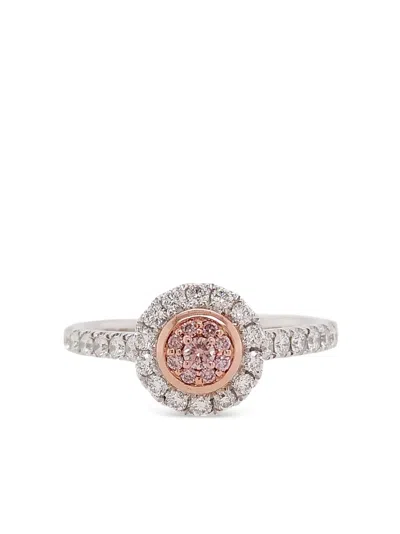 Hyt Jewelry 18k Rose Gold And Platinum Half-pavé Diamond Ring In Silver