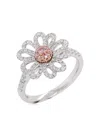 Hyt Jewelry Platinum Diamond Cocktail Ring In Silver