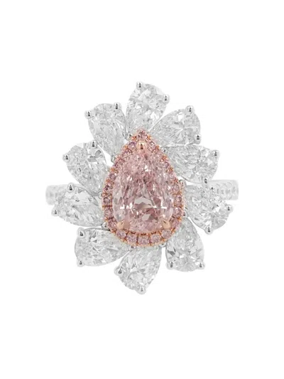 Hyt Jewelry 18k White And Rose Gold Diamond Ring In Brown
