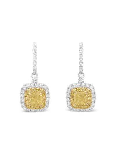 Hyt Jewelry 18k White And Yellow Gold Diamond Earrings In Brown