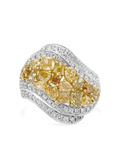 Hyt Jewelry 18k White And Yellow Gold Diamond Ring