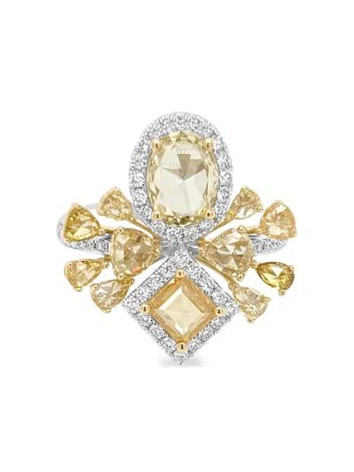 Hyt Jewelry 18k White And Yellow Gold Diamond Ring