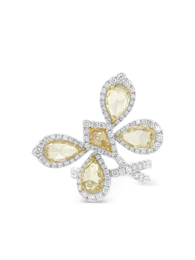 Hyt Jewelry 18k White And Yellow Gold Diamond Ring