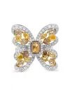 Hyt Jewelry 18k White And Yellow Gold Diamond Ring In Brown