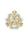 Hyt Jewelry 18k White And Yellow Gold Diamond Ring In Metallic