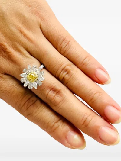 Hyt Jewelry 18k White And Yellow Gold Diamond Ring In Metallic