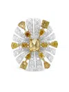 Hyt Jewelry 18k White And Yellow Gold Diamond Ring In Metallic