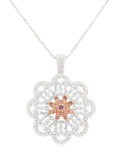 Hyt Jewelry 18k White Gold And Platinum Diamond Pendant Necklace In Silver