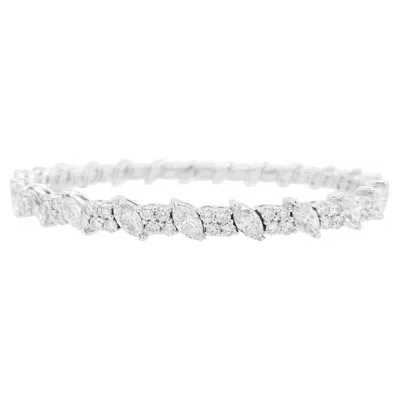 Pre-owned Hyt Jewelry 18k White Gold Bangle Bracelet With 8.07ct Diamonds, Hong Kong