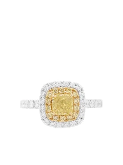 Hyt Jewelry 18k White Gold Cushion Diamond Ring In Yellow