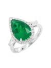 Hyt Jewelry 18k White Gold Diamond And Emerald Ring In White