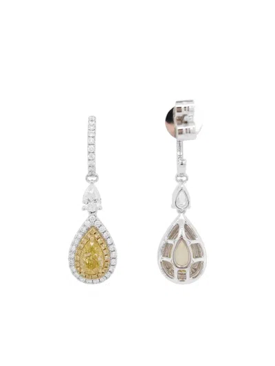 Hyt Jewelry 18k White Gold Diamond Earrings In Silver