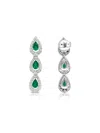 Hyt Jewelry 18k White Gold Emerald And Diamond Dangling Earrings