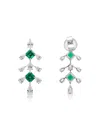 Hyt Jewelry 18k White Gold Emerald And Diamond Earrings In Metallic
