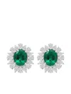 Hyt Jewelry 18k White Gold Emerald And Diamond Earrings
