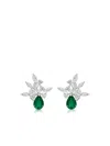 Hyt Jewelry 18k White Gold Emerald And Diamond Earrings