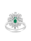 Hyt Jewelry 18k White Gold Emerald And Diamond Ring