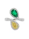 Hyt Jewelry 18k White Gold Emerald And Diamond Ring