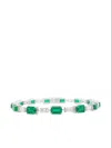 Hyt Jewelry 18k White Gold Emerald And Diamond Tennis Bracelet