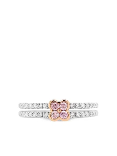 Hyt Jewelry 18k White Gold Flower Diamond Engagement Ring In Silver
