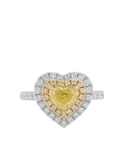 Hyt Jewelry 18k White Gold Heart Diamond Ring In Yellow