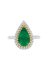 Hyt Jewelry 18k White Gold Pear-emerald And Diamond Ring