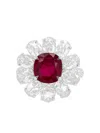 Hyt Jewelry 18k White Gold Ruby And Diamond Floral Ring
