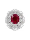 Hyt Jewelry 18k White Gold Ruby And Diamond Ring