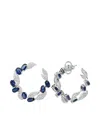 Hyt Jewelry 18k White Gold Sapphire And Diamond Hoop Earrings