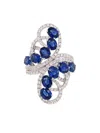 Hyt Jewelry 18k White Gold Sapphire And Diamond Ring In Silver