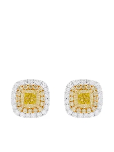 Hyt Jewelry 18k White Gold Stud Diamond Earrings In Yellow
