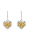 Hyt Jewelry 18k Yellow And White Gold Heart Diamond Earrings In Metallic