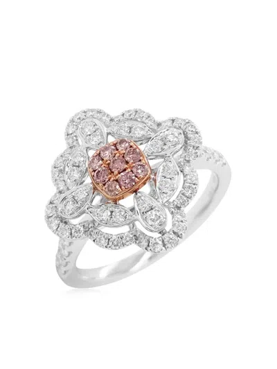 Hyt Jewelry 18kt Rose Gold And Platinum Diamond Ring In Silver