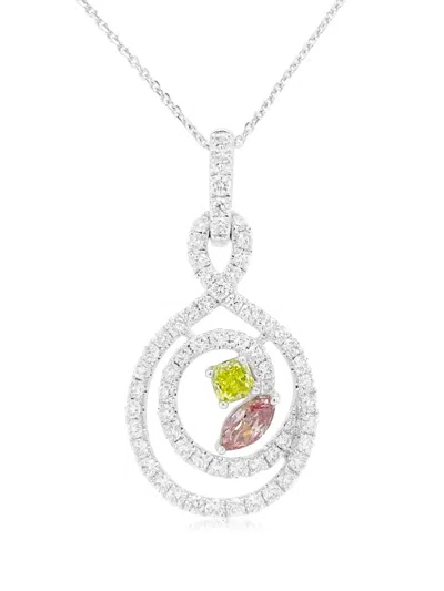 Hyt Jewelry 18kt White Gold And Platinum Diamond Necklace In Silver