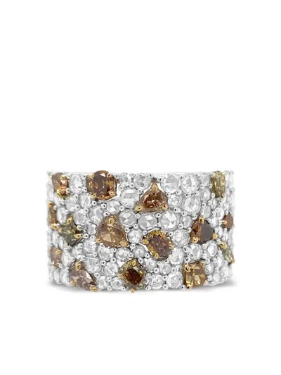 Hyt Jewelry 18kt White Gold Diamond Chunky Ring