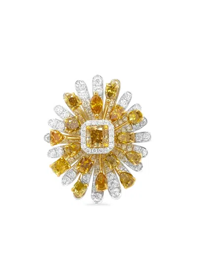 Hyt Jewelry 18kt White Gold Diamond Cocktail Ring In Yellow