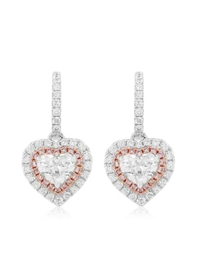 Hyt Jewelry 18kt White Gold Diamond Drop Earrings In Silver