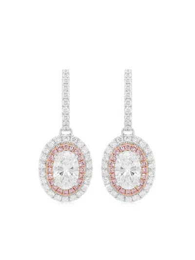 Hyt Jewelry 18kt White Gold Diamond Drop Earrings In Silver