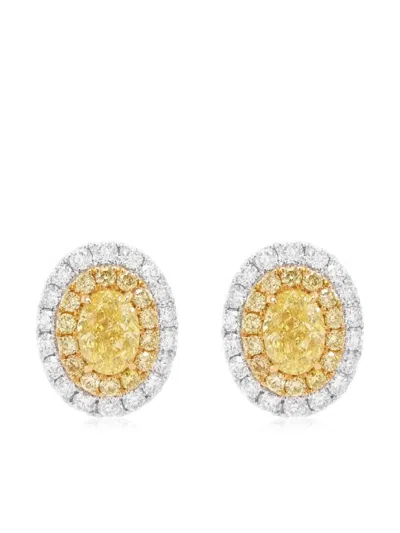 Hyt Jewelry 18kt White Gold Diamond Earrings In Silver