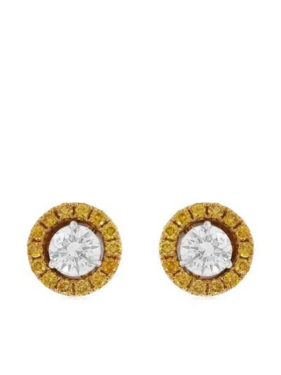 Hyt Jewelry 18kt Weissgoldohrstecker Mit Einem Diamanten In Orange
