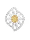 Hyt Jewelry 18kt White Gold Yellow Diamond Ring In Silver
