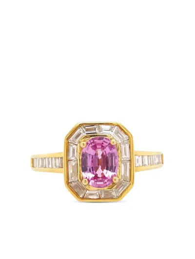 Hyt Jewelry 18kt Yellow Gold Diamond And Sapphire Ring