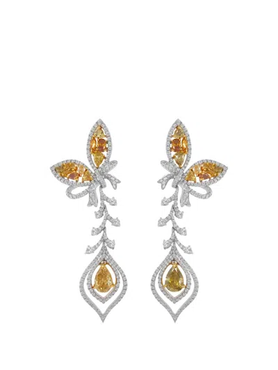 Hyt Jewelry Butterfly Diamond Drop Earrings In Silver