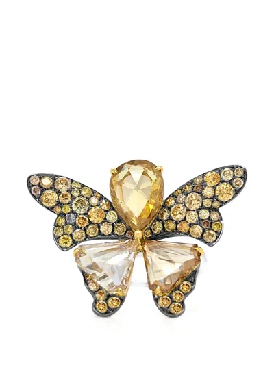 Hyt Jewelry Butterfly-design Diamond Ring In Orange