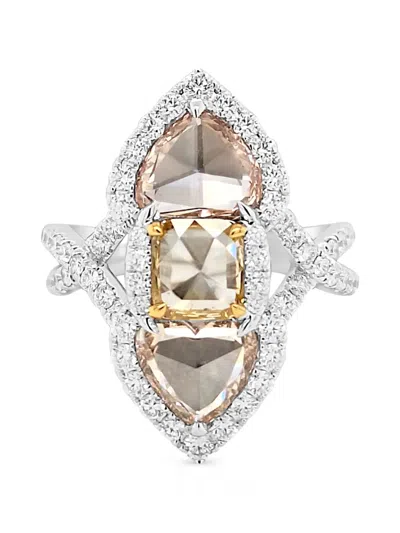 Hyt Jewelry Rose-shape Diamond Cocktail Ring In Silver