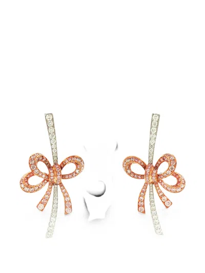 Hyt Jewelry Diamond Bow Earrings In Pink