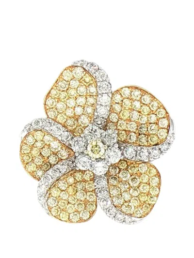 Hyt Jewelry Diamond Flower Ring In Gold