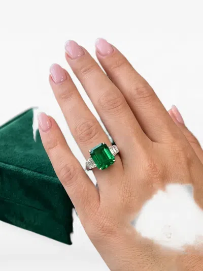Hyt Jewelry Emerald And Diamond Ring In Green