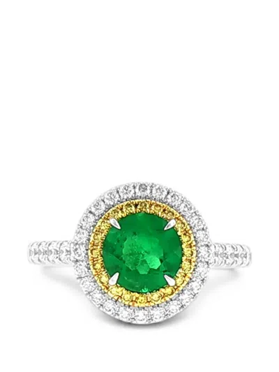 Hyt Jewelry Emerald And Diamond Ring In Metallic